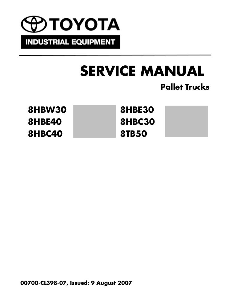 download Toyota 8HBC30 Pallet Trucks Workable workshop manual