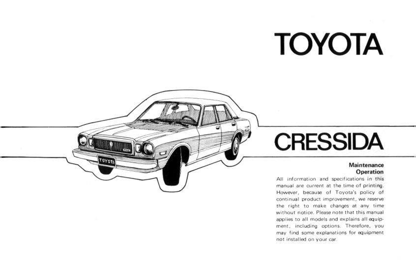 download Toyota Cressida workshop manual