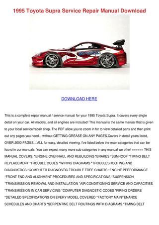 download Toyota Supra workshop manual