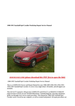 download VAUXHALL CAVALIER SRVICE workshop manual