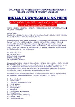download VOLVO 740 760 Shop workshop manual