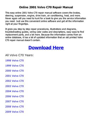 download VOLVO C70 workshop manual