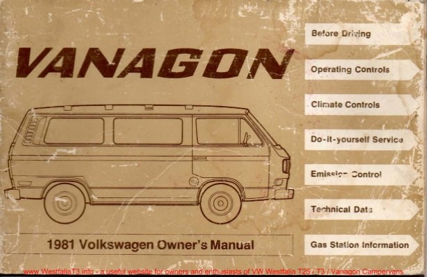download VW Volkswagen Vanagon workshop manual