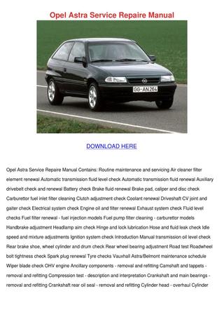download Vauxhall Opel Astra Belmont 80 95 workshop manual