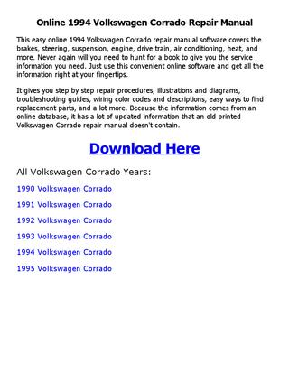 download Volkswagen Corrado workshop manual