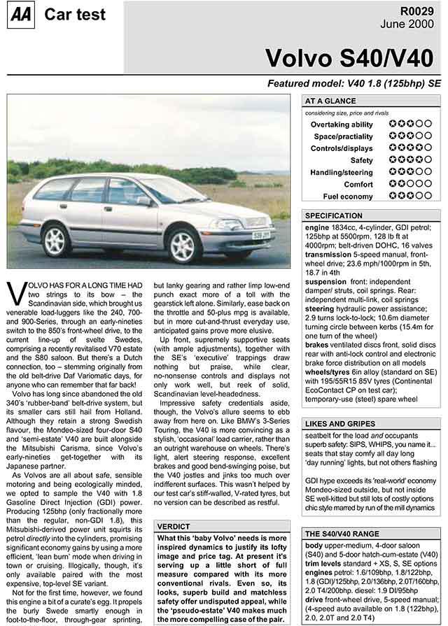 download Volvo S40 V40 able workshop manual