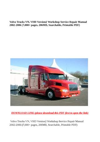 download Volvo VN VHD VERSION 2 Trucks workshop manual