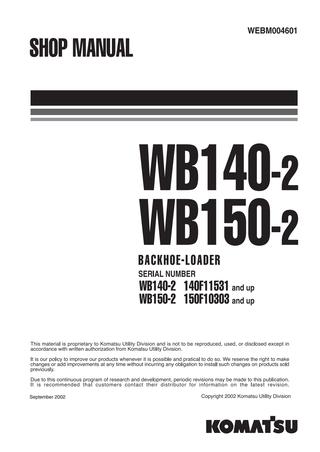 download WB140 2 WB150 2 BACKHOE Loader Operation able workshop manual